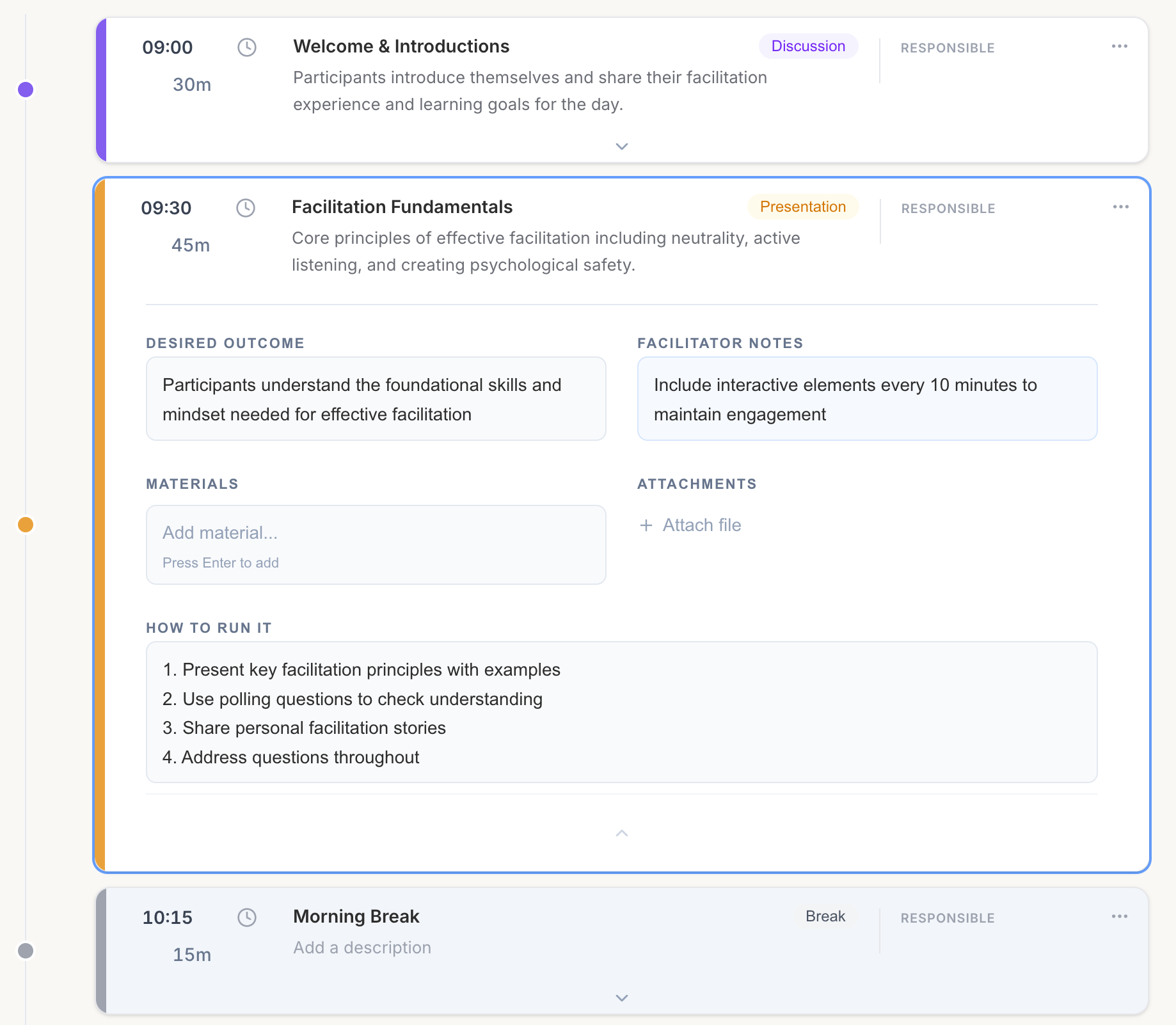 Pro Kit with facilitator notes, desired outcomes, and step-by-step instructions